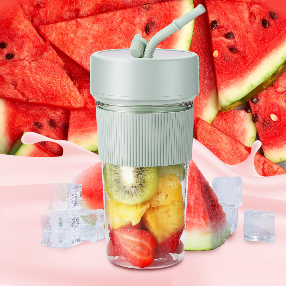 350ML Portable Blender – USB Rechargeable Mini Smoothie Maker with Straw