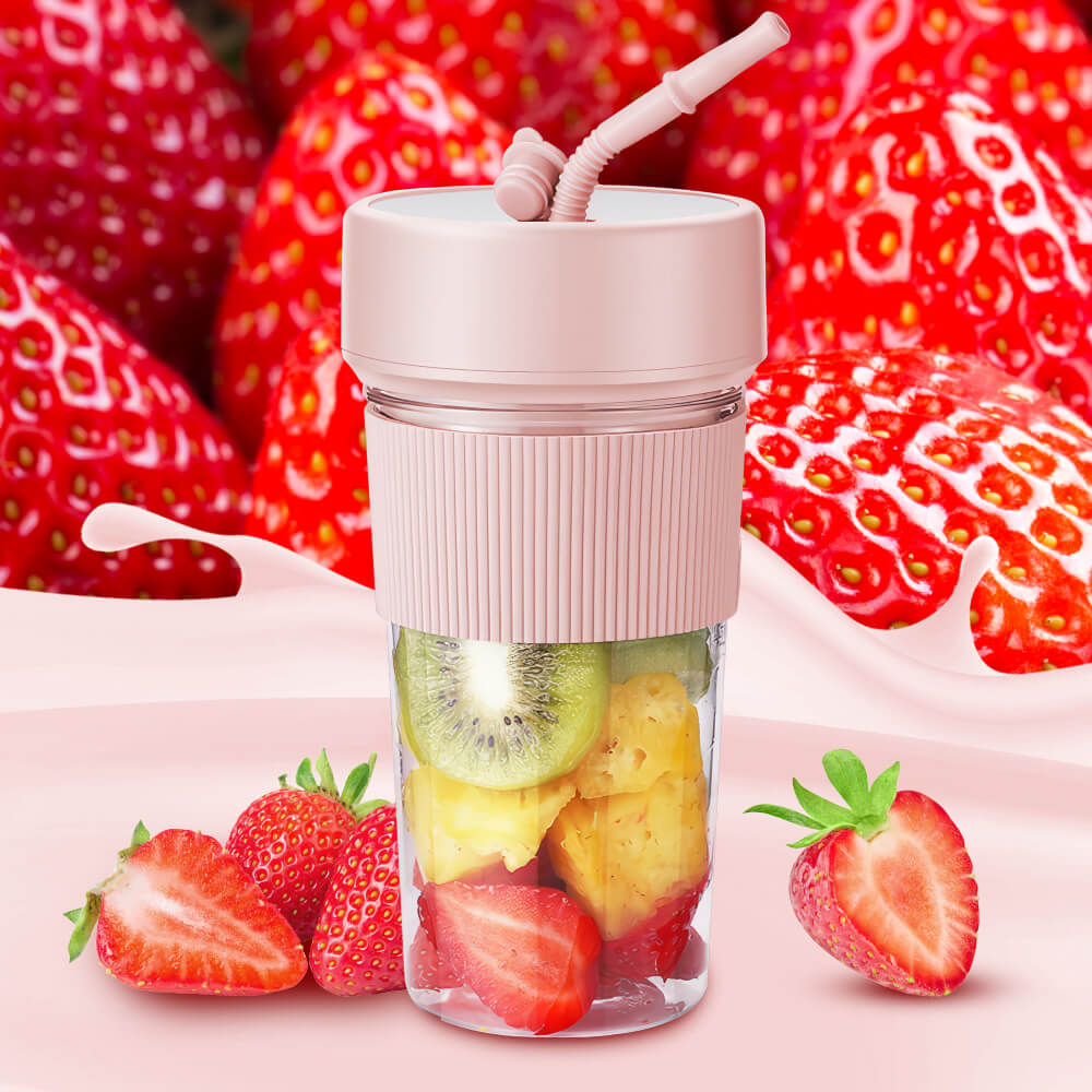 350ML Portable Blender – USB Rechargeable Mini Smoothie Maker with Straw