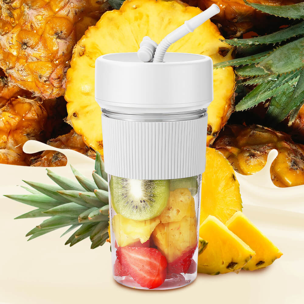 350ML Portable Blender – USB Rechargeable Mini Smoothie Maker with Straw